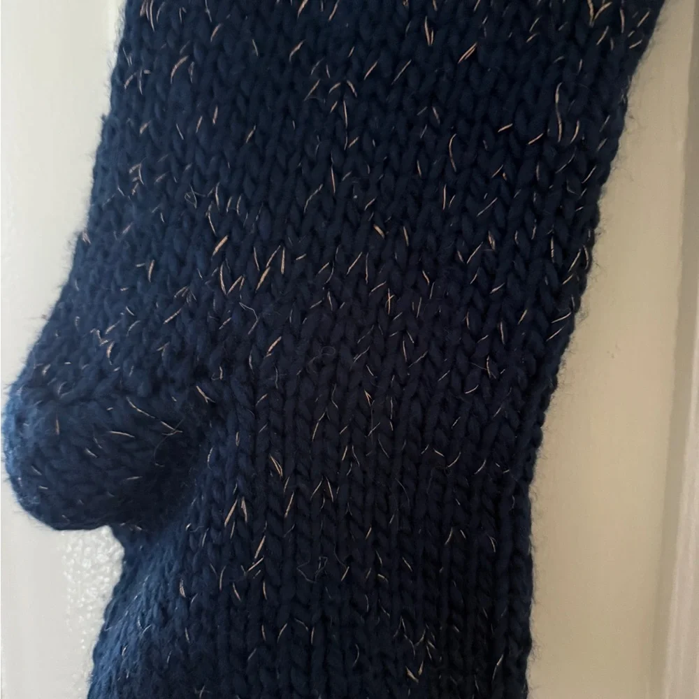 Knitted chunky stocking Navy and metallic copper speckled detail Wondershop